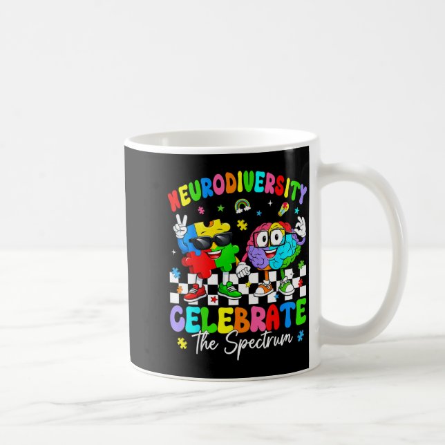 Taza De Café Neurodiversity brain autism awareness asd adhd men (Derecha)