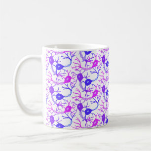 Taza De Café Neuronas Conectadas Neon Morado