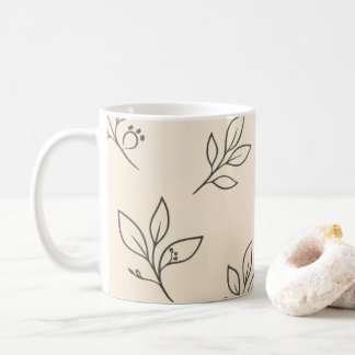 Taza De Café Neutral Leaf Mug | Beige Coffee Mug
