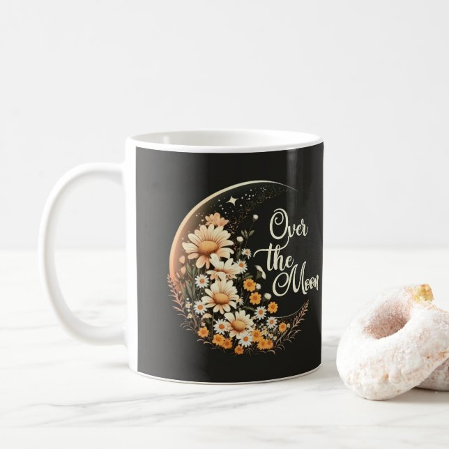 Taza De Café Neutral moderno sobre la luna (Con donut)