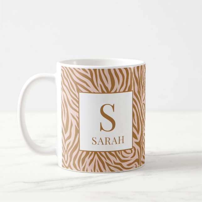 Taza De Café Neutral Zebra Custom Initial Name Mug (Izquierda)