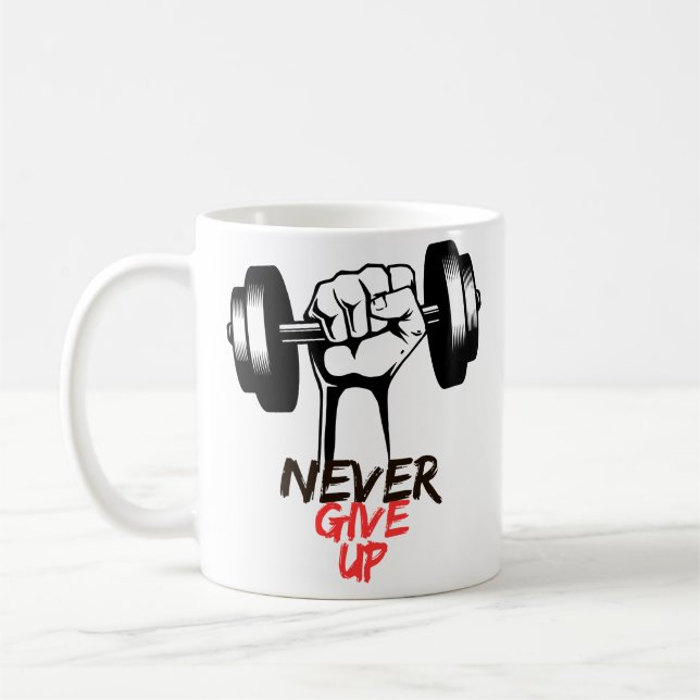 Taza De Café Never Give Up Mug (Izquierda)