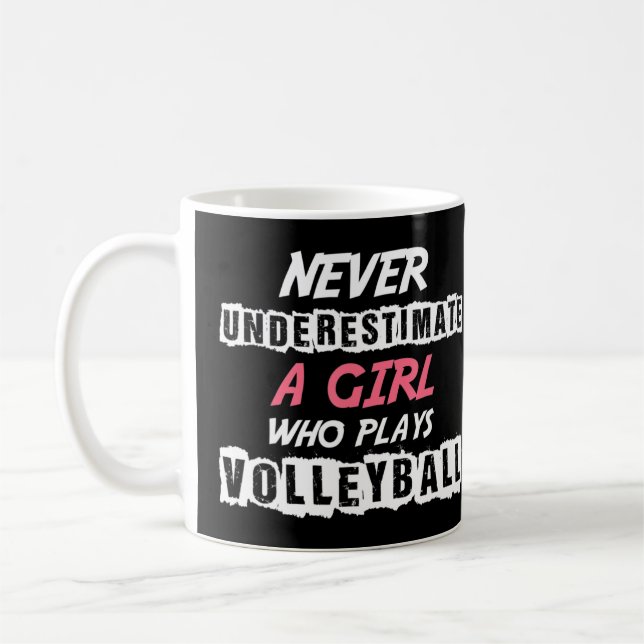 Taza De Café Never Underestimate A Volleyball Girl Volleyball d (Izquierda)