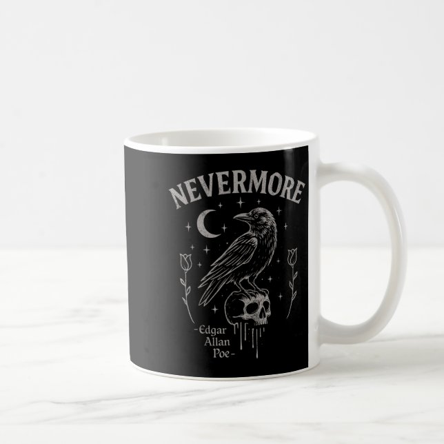 Taza De Café Nevermore Raven Skull Art, Gothic Edgar Allan Poe (Derecha)