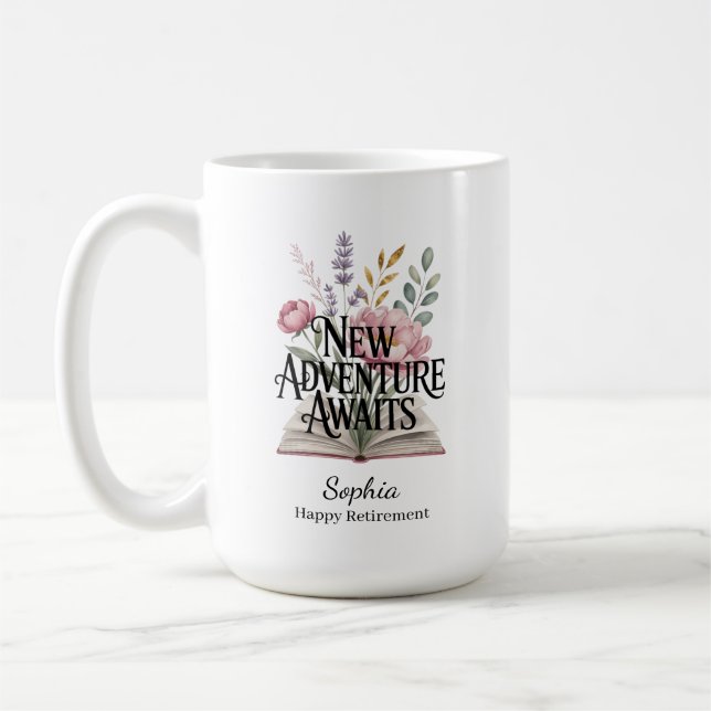 Taza De Café New Adventure Awaits Retirement Personalized (Izquierda)