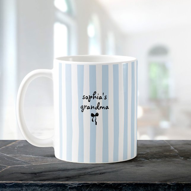 Taza De Café New Baby's Grandma Custom Name Light Blue Stripes (Subido por el creador)
