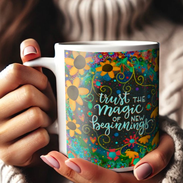Taza De Café New Beginnings Daisies Bonito Inspirador (Subido por el creador)