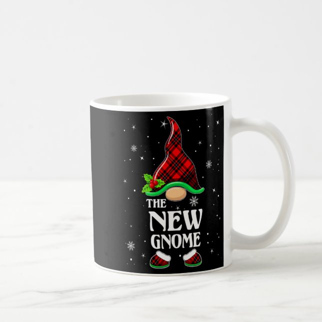 Taza De Café New Gnome Red Plaid Matching Family Christmas Paja (Derecha)