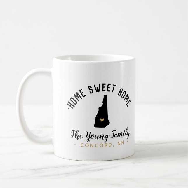 Taza De Café New Hampshire Hogar Dulce Familia Monograma Mug (Izquierda)