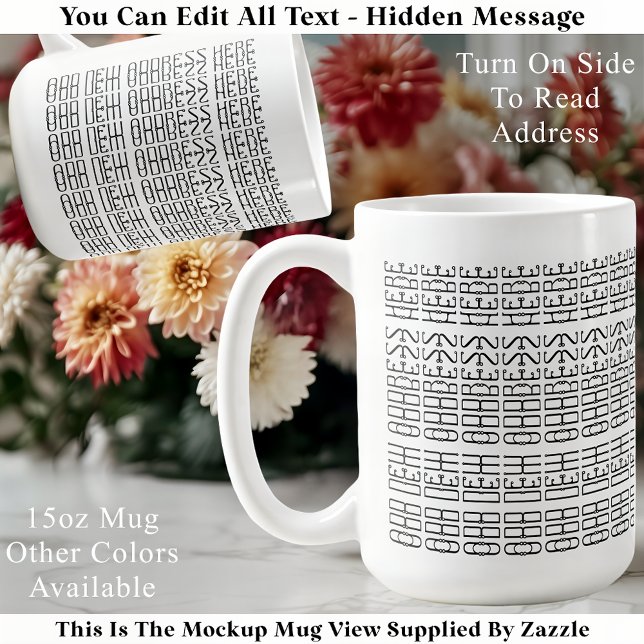 Taza De Café New Home Custom Address Hidden Message Modern (Subido por el creador)