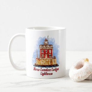 Taza De Café New London Ledge Lighthouse Watercolor Connecticut