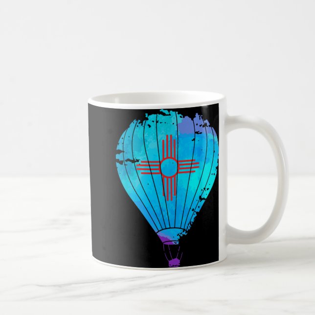 Taza De Café New Mexico Festival Hot Air Balloon Zia Gift  (Derecha)