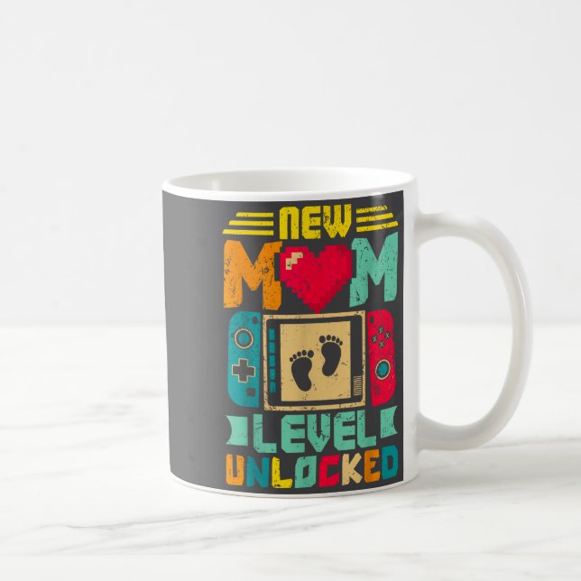 Taza De Café New Mom Level Unlocked Gamer Valentine's  (Derecha)
