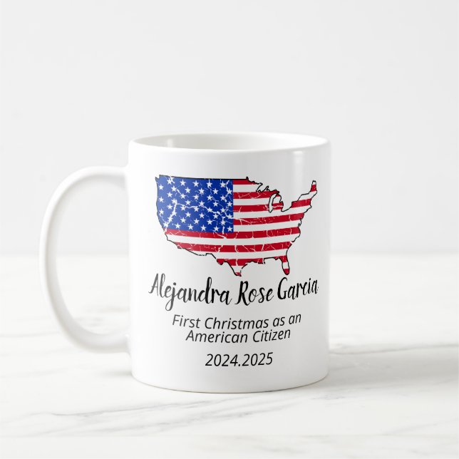 Taza De Café New U.S. Citizen – American Map Citizenship Day (Izquierda)