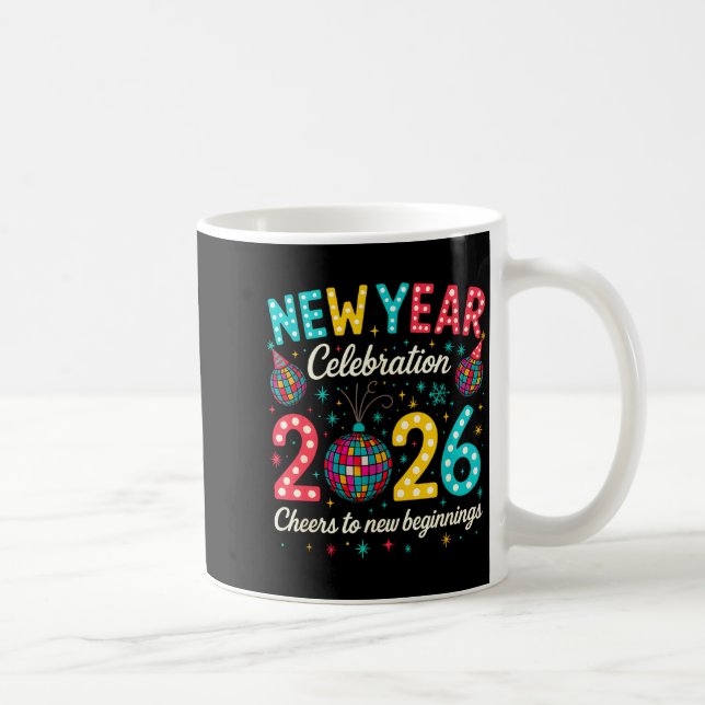Taza De Café New Year Celebration 2026 Disco Ball Matching Wint (Derecha)