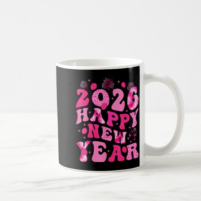Taza De Café New Year's Eve Hello 2026 Groovy Family Matching C (Derecha)