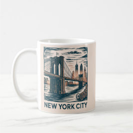 Taza De Café New York City Brooklyn Bridge Bold Retro Skyline