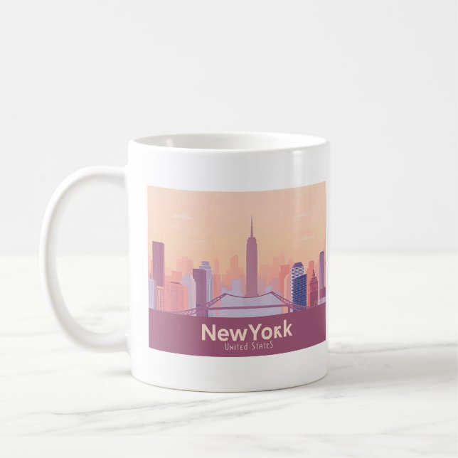 Taza De Café New York City USA Pastel Travel (Izquierda)