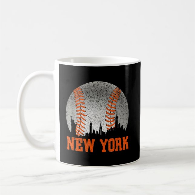 Taza De Café New York Ny Skyline Baseball Se Reunió En Gameday (Izquierda)