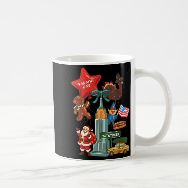 Taza De Café New York Parade Day Thanksgiving Santa Taxi  (Derecha)