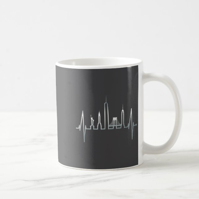 Taza De Café New York Skyline Heartbeat Love Statue Of Liberty  (Derecha)