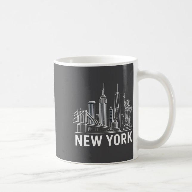Taza De Café New York Skyline With Statue Of Liberty White Line (Derecha)
