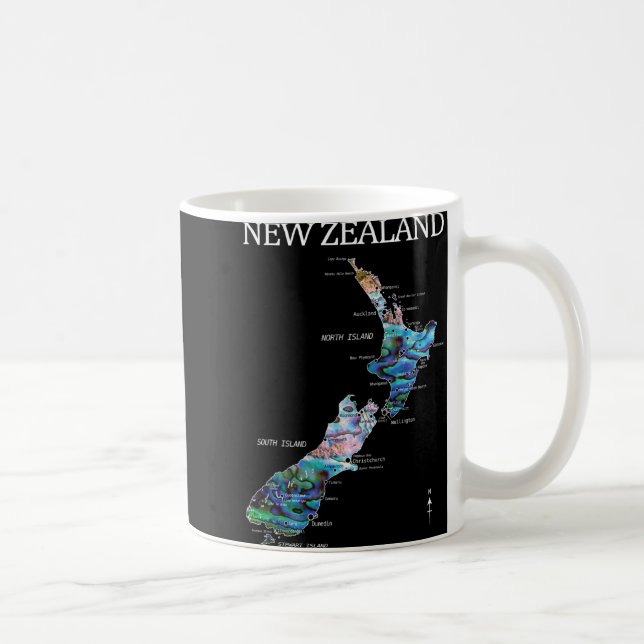 Taza De Café New Zealand Kiwi Detailed Map  (Derecha)
