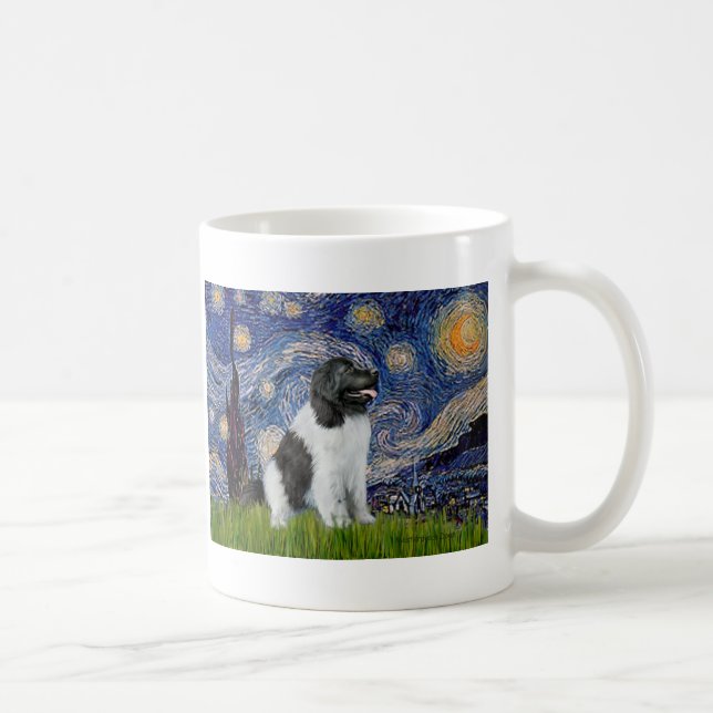 Taza De Café Newfie Landseer - Noche estrellada (Derecha)