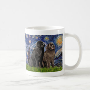 Taza De Café Newfie Pair - Noche estrellada