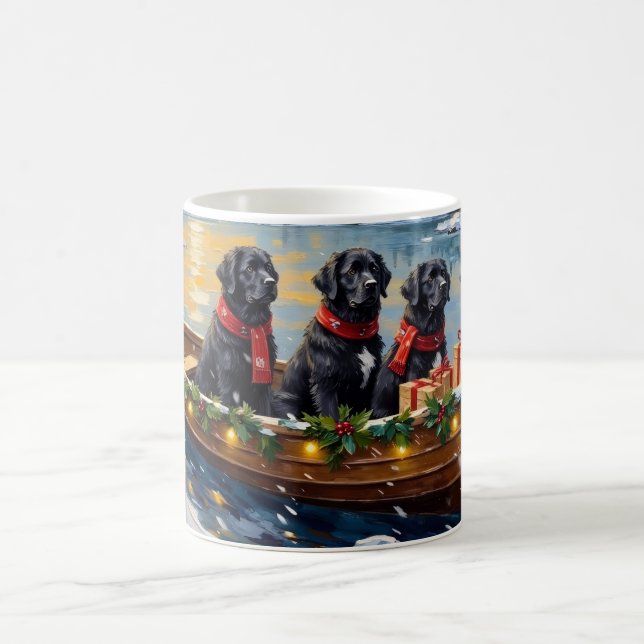 Taza De Café Newfoundland Dog Christmas Boat Holiday (Centro)