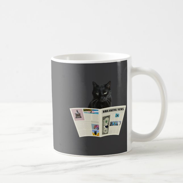 Taza De Café Newspaper Breaking News Black Cat Au Journal  (Derecha)