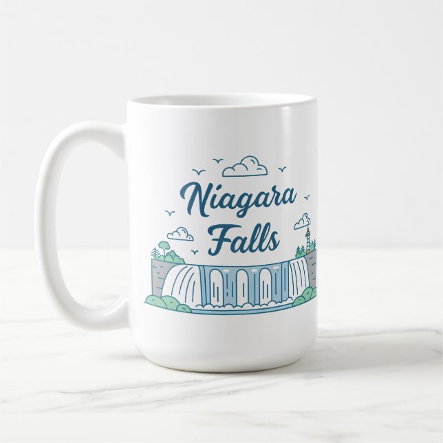 Taza De Café Niagara Falls Minimal Flat Design Illustration (Izquierda)
