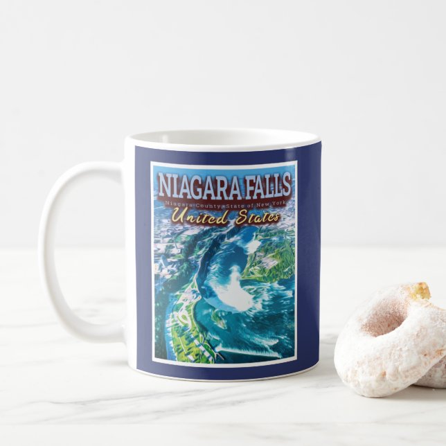 TAZA DE CAFÉ NIAGARA FALLS - NIAGARA NUEVA YORK ESTADOS UNIDOS (Con donut)