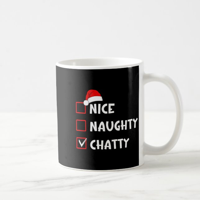Taza De Café Nice Naughty Chatty Funny Christmas List  (Derecha)