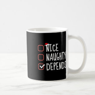 Taza De Café Nice Naughty Depende De La Lista De Funny Navidade