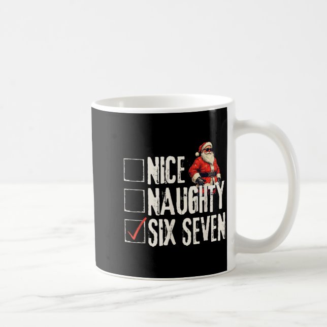 Taza De Café Nice Naughty Six Seven Brainrot Meme 67 Santa Funn (Derecha)
