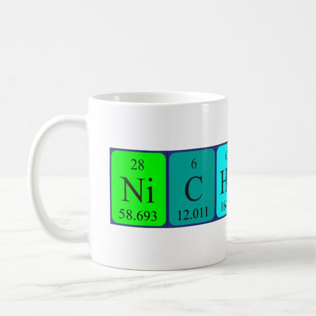 Taza De Café Nicholaus periódica nombre de tabla mug (Izquierda)