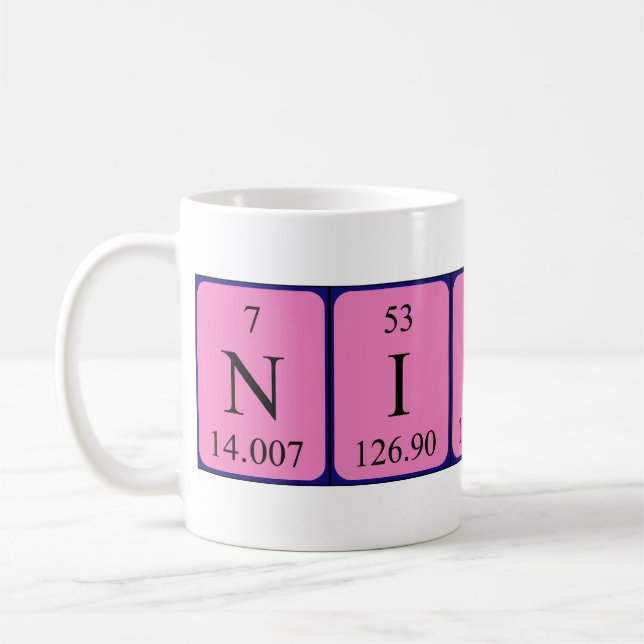 Taza De Café Nicki periódica nombre de tabla mug (Izquierda)