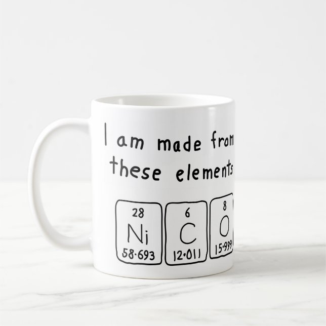 Taza De Café Nico periódica nombre de tabla mug (Izquierda)