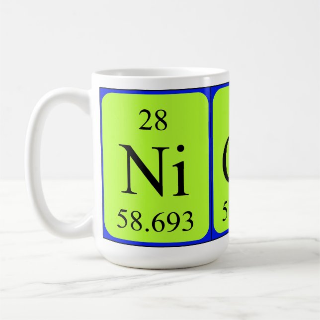 Taza De Café Nicola periódica nombre de tabla mug (Izquierda)