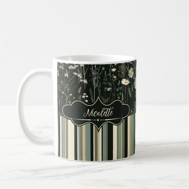 Taza De Café Nicolette Dark Daisy Floral Stried (Izquierda)