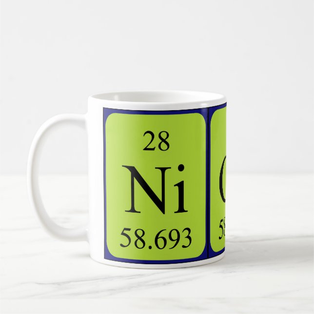 Taza De Café Nicoli nombre de tabla periódica mug (Izquierda)