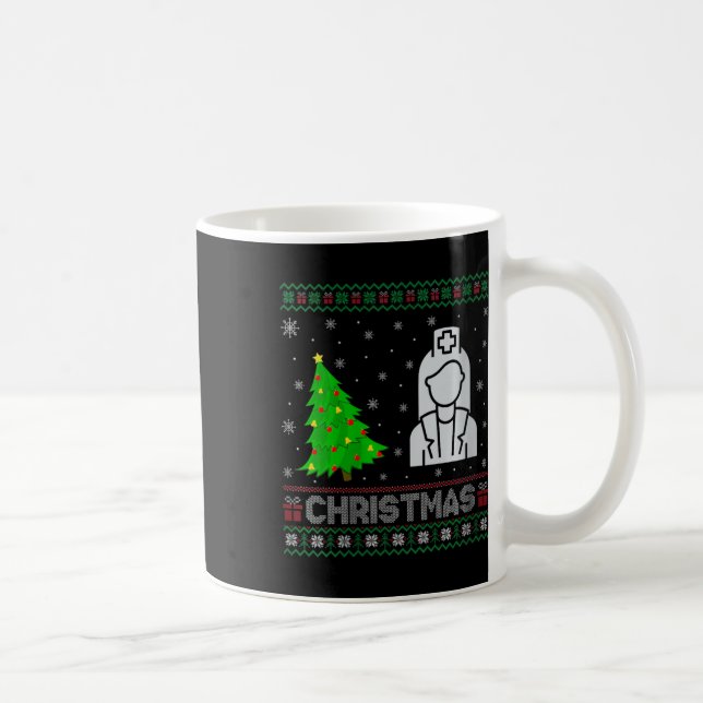 Taza De Café Nicu Enfermera árbol de Navidad iluminando la fea  (Derecha)