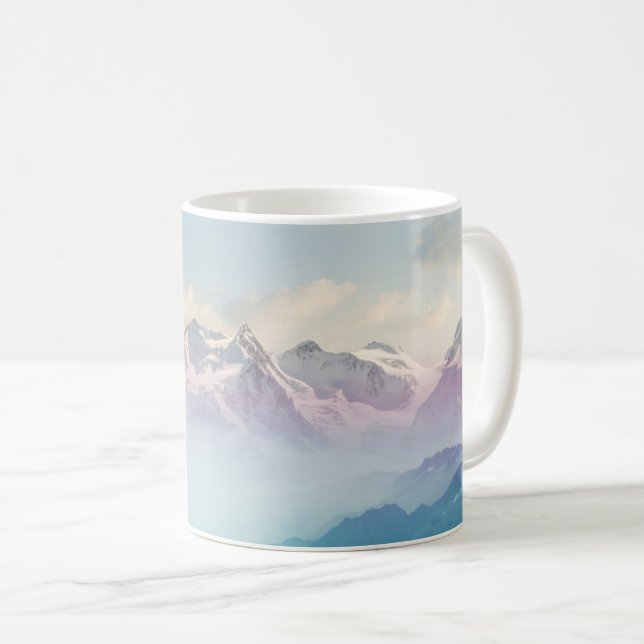 Taza De Café Niebla matutina en un valle alpino (Anverso derecho)