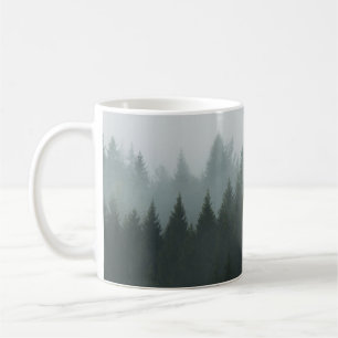 Taza De Café Niebla otoñal del bosque de montaña Misty