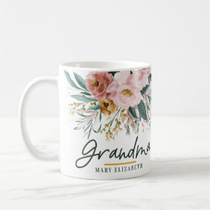 Taza De Café Nieta floral de acuarela moderna