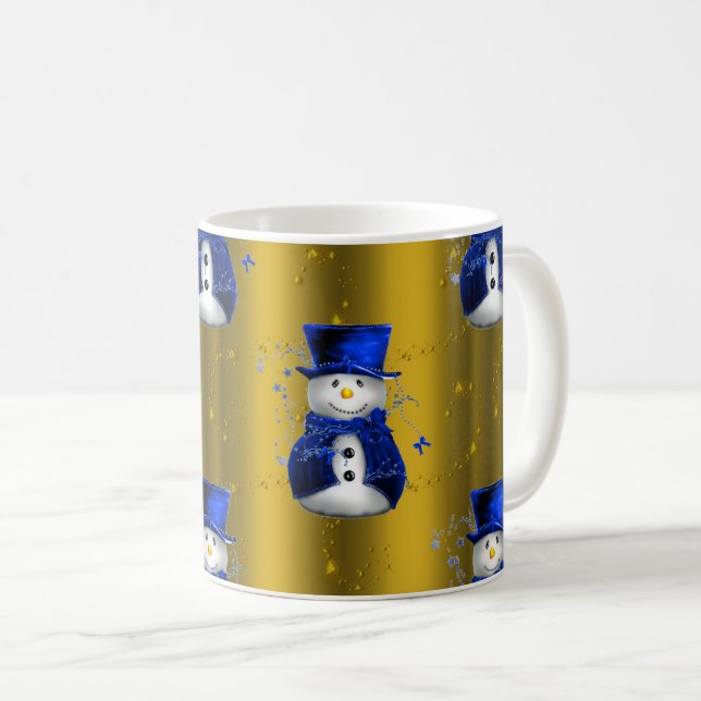 Taza De Café Nieto azul en Navidades de oro (Anverso derecho)
