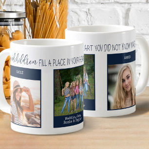 Taza De Café Nietos Llenan Un Lugar Cita 3 Foto Azul