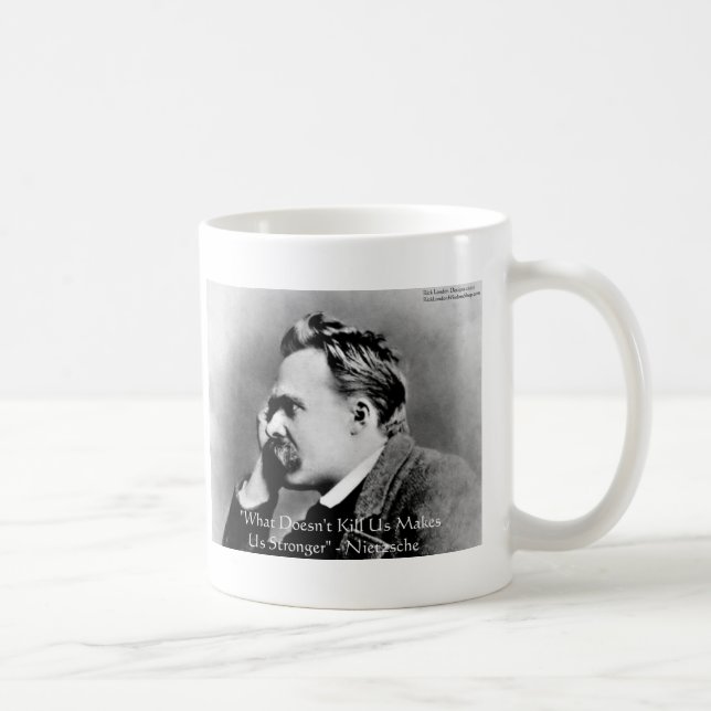 Taza De Café Nietzsche "No te mata" cita regalos y tees (Derecha)