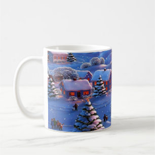 Taza De Café Nieve azul del país de las maravillas del invierno